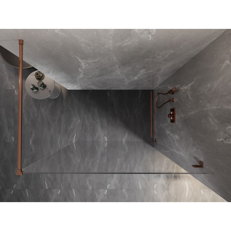 Mexen Lunar душ стена Walk-in дясна 60 x 200 cm, прозрачно 8 mm, розово злато