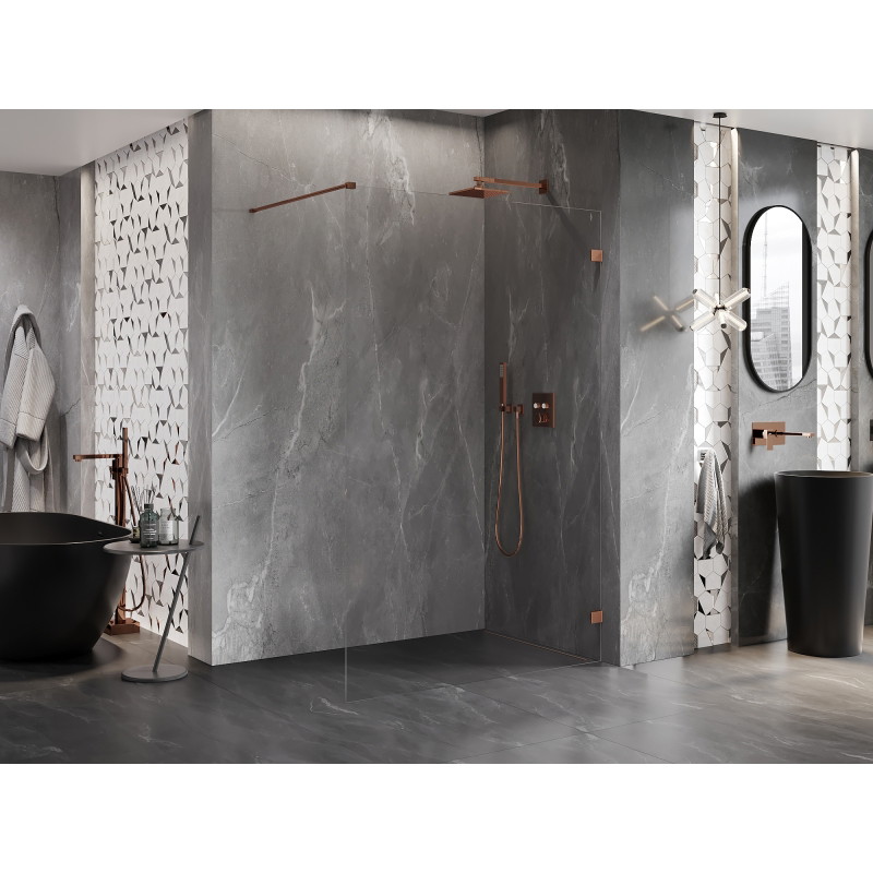 Mexen Lunar душ стена Walk-in дясна 60 x 200 cm, прозрачно 8 mm, розово злато