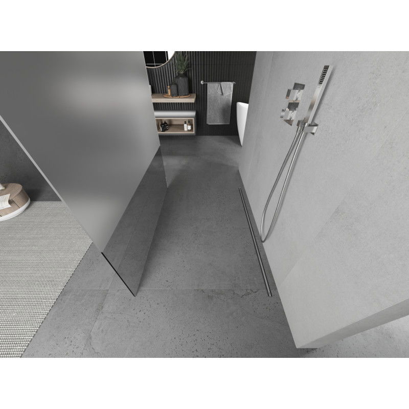 Mexen Kioto самостоятелна стена за душ 120 x 200 см, прозрачна/матова 8 мм, хром - 800-120-002-01-35