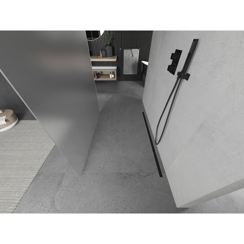 Mexen Kioto свободностояща душ преграда 100 x 200 cm, матирано 8 mm, черна - 800-100-002-70-30