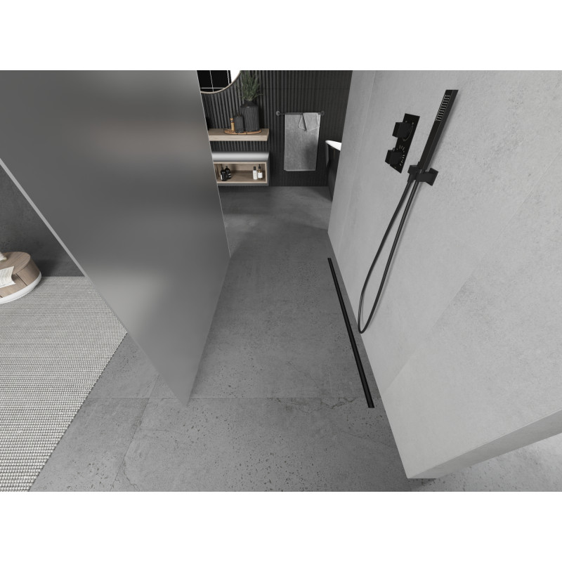 Mexen Kioto самостоятелна душ стена 120 x 200 см, матирано 8 мм, черно - 800-120-002-70-30