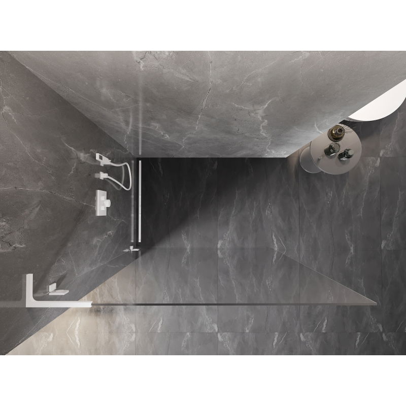 Mexen Lunar L Душ стена Walk-in лява 70 x 200 см, прозрачна 8 мм, бяла - 830L-070-000-20-00-L