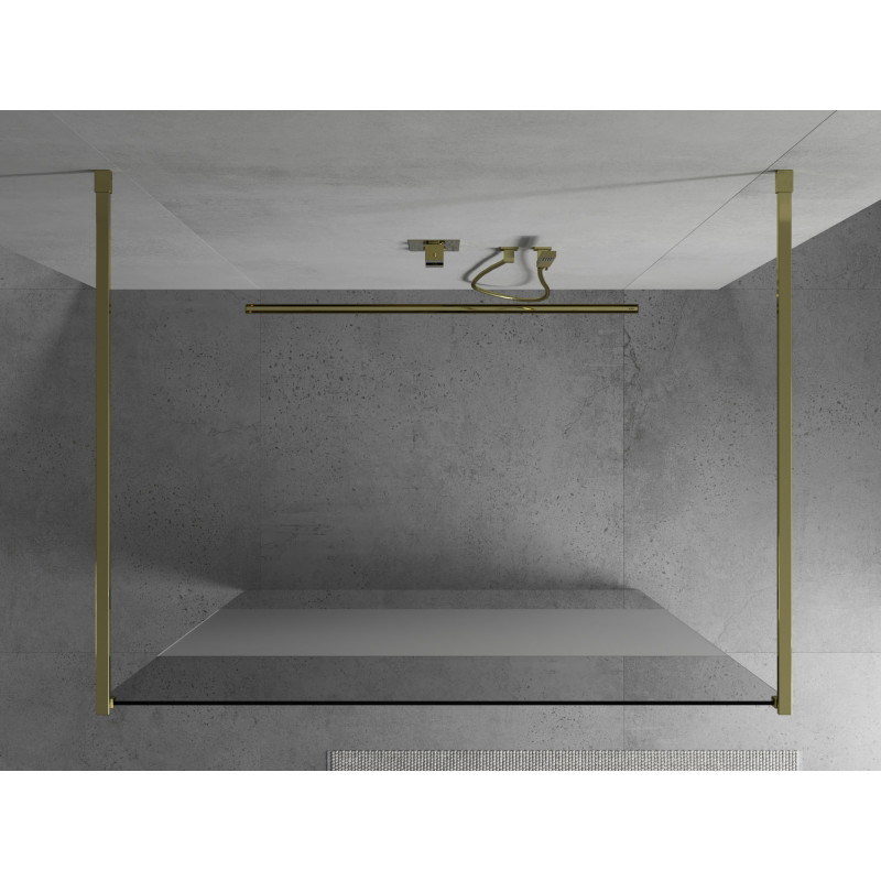 Mexen Kioto самостоятелна душ стена 100 x 200 cm, прозрачна/матирана 8 mm, златна
