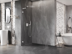 Mexen Lunar L лява душ стена тип Walk-in, 120 x 200 см, прозрачна 8 мм, бяла - 830L-120-000-20-00-L