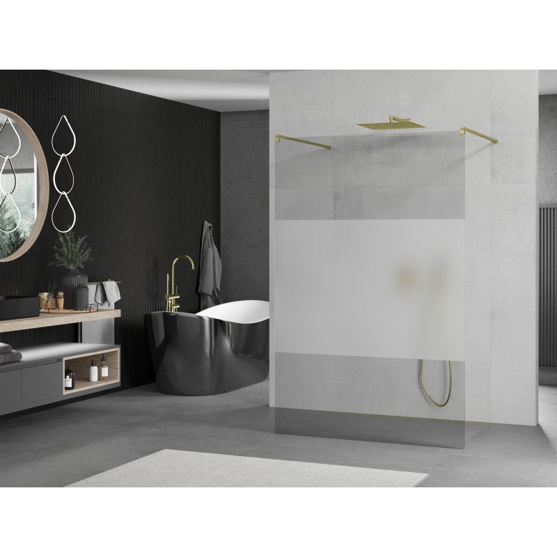 Mexen Kioto свободностояща душ стена 120 x 200 см, прозрачно/матирано 8 мм, злато - 800-120-002-50-35