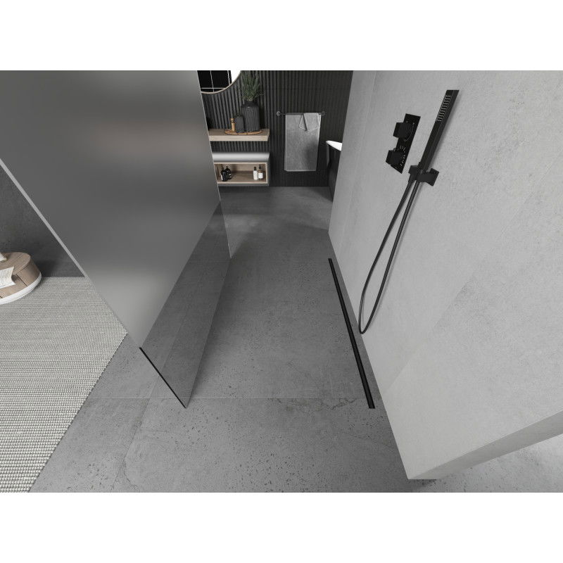 Mexen Kioto стояща врата за душ 100 x 200 см, прозрачно/матово 8 мм, черна - 800-100-002-70-35