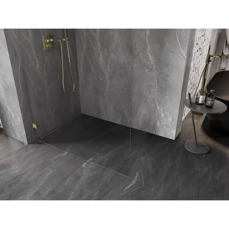 Mexen Lunar L Душ-стена Walk-in лява 120 x 200 cm, прозрачна 8 mm, златисто четкано - 830L-120-000-55-00-L