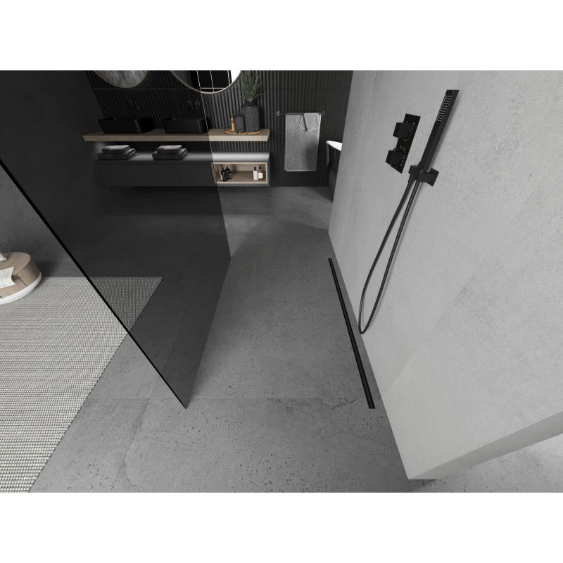 Mexen Kioto свободностояща душ преграда 110 x 200 см, графит 8 мм, черна - 800-110-002-70-40