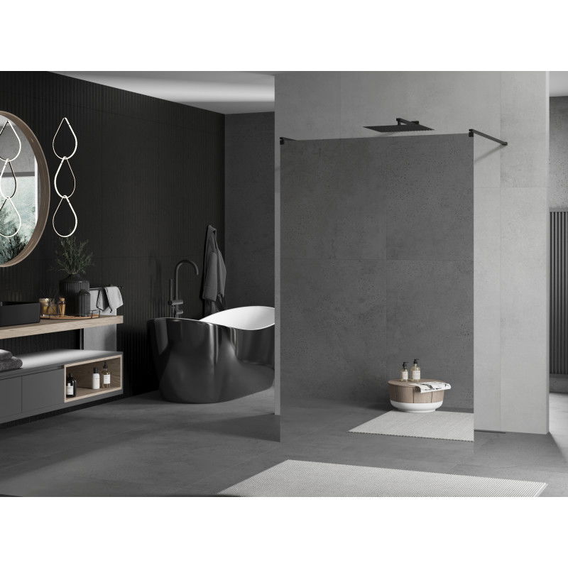 Mexen Kioto свободно стояща душ стена 100 x 200 см, огледало 8 мм, черно - 800-100-002-70-50