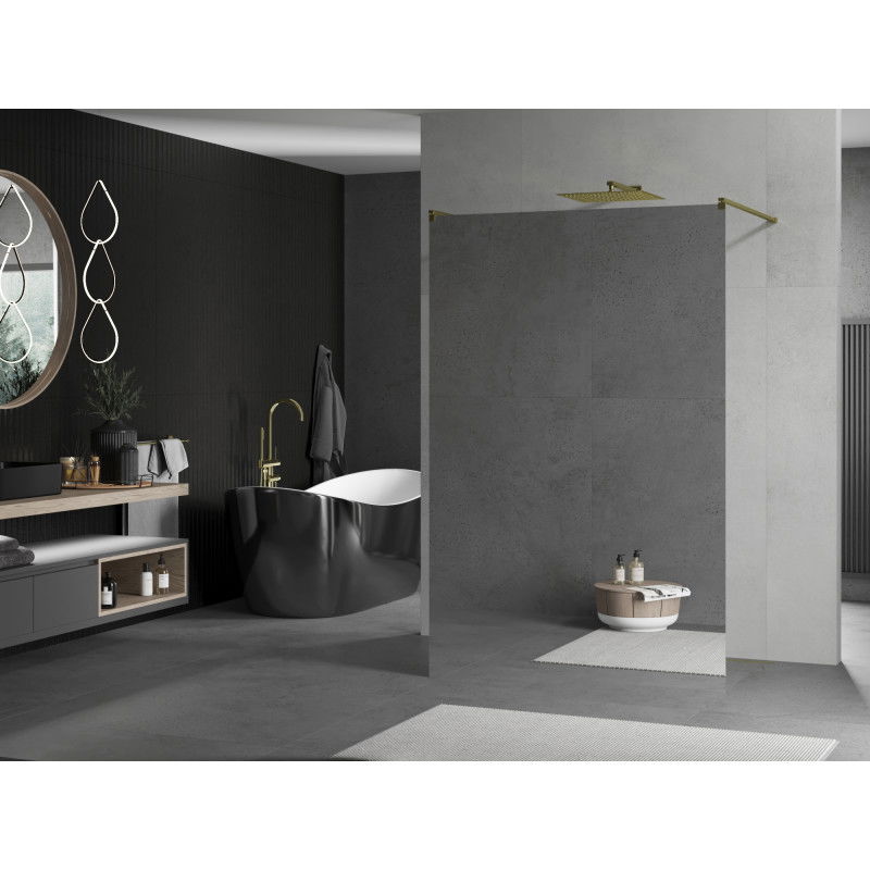 Mexen Kioto свободностояща душ стена 100 x 200 см, огледало 8 мм, златно - 800-100-002-50-50