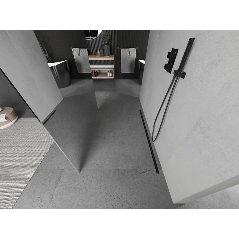 Mexen Kioto свободностояща душ стена 110 x 200 см, огледало 8 мм, черна - 800-110-002-70-50