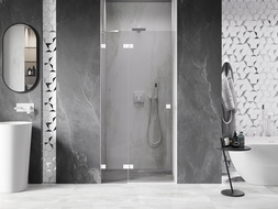 Mexen Lunar ляви душ врати 80 см, прозрачни, бели - 834-080-000-20-00-L