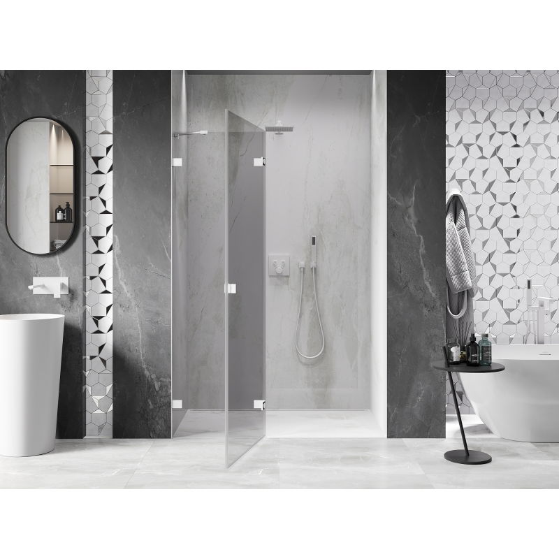 Mexen Lunar душ кабина врати отваряеми леви 130 см, прозрачни, бели - 834-130-000-20-00-L