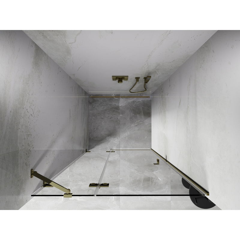 Mexen Lunar ляво отваряща се врата за душ, 75 см, прозрачна, златна - 834-075-000-50-00-L