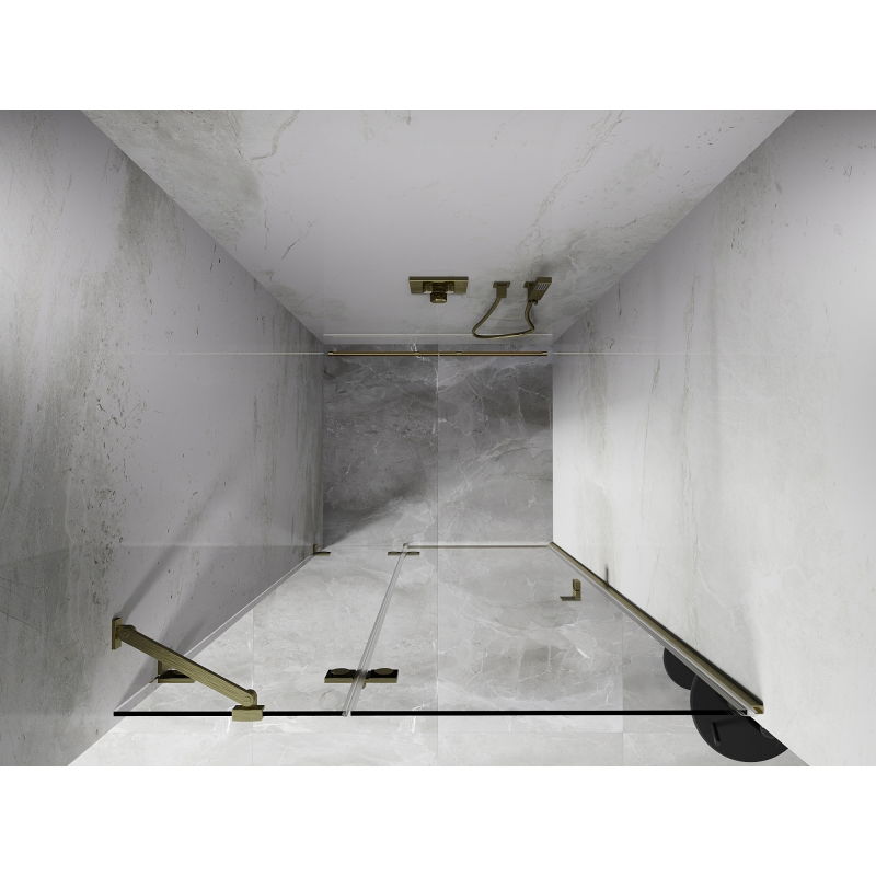 Mexen Lunar лява врата за душ кабина 110 см, прозрачна, с матово златисто покритие - 834-110-000-55-00-L