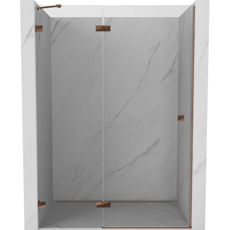 Mexen Lunar врати за душ ляво отваряне 140 см, прозрачно, розово злато - 834-140-000-60-00-L