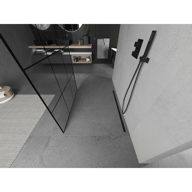 Mexen Kioto свободностояща душ-преграда 100 x 200 см, черна мрежа 8 мм, черна - 800-100-002-70-77