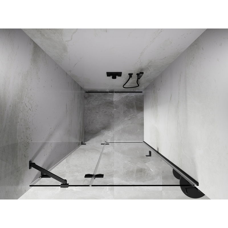 Mexen Lunar ляви душ врати на панти 110 см, прозрачни, четка в цвят gun gray - 834-110-000-66-00-L