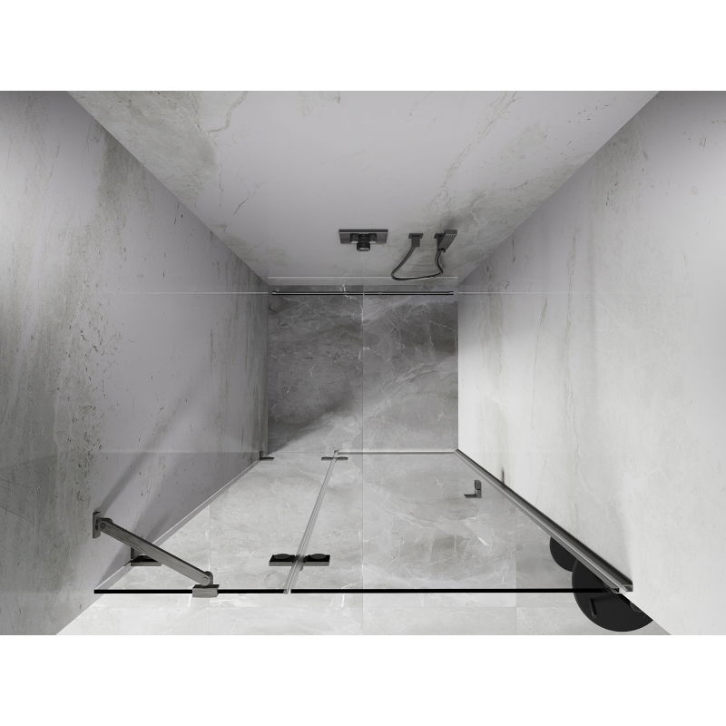 Mexen Lunar лява отваряема душ врата 125 см, прозрачна, матиран никел