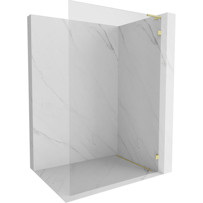 Mexen Lunar L стена за душ Walk-in дясна 120 x 200 см, прозрачна 8 мм, златиста четка - 830L-120-000-55-00-P