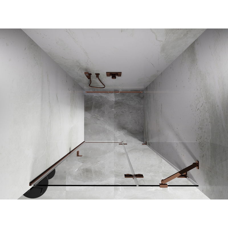 Mexen Lunar душ врата с панти, десни 85 см, прозрачни, розово злато - 834-085-000-60-00-P