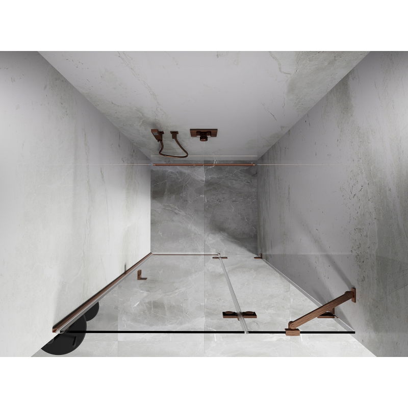 Mexen Lunar врати за душ кабина с отваряне навън, десни 115 см, прозрачни, матова мед - 834-115-000-65-00-P