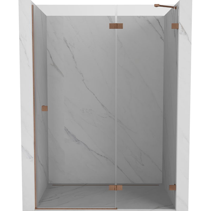 Mexen Lunar Душ врати отваряема дясна 130 см, прозрачна, четкана мед - 834-130-000-65-00-P