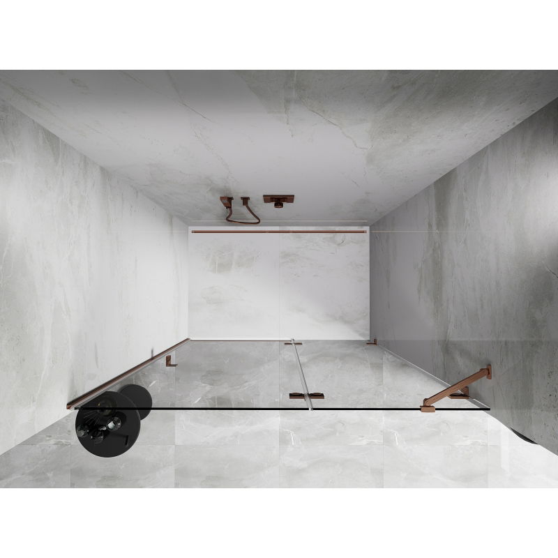 Mexen Lunar сгъваеми врати за душ десни 140 см, прозрачни, матирана мед - 834-140-000-65-00-P