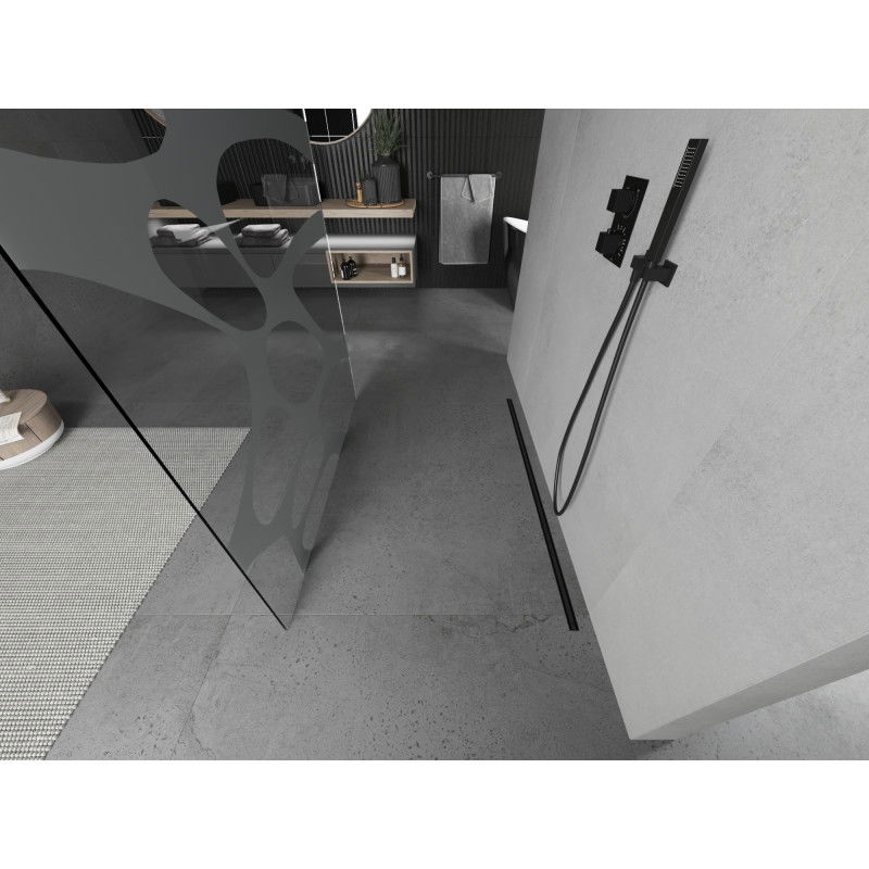 Mexen Kioto свободностояща душ преграда 100 x 200 см, бяла вълна 8 мм, черна - 800-100-002-70-97