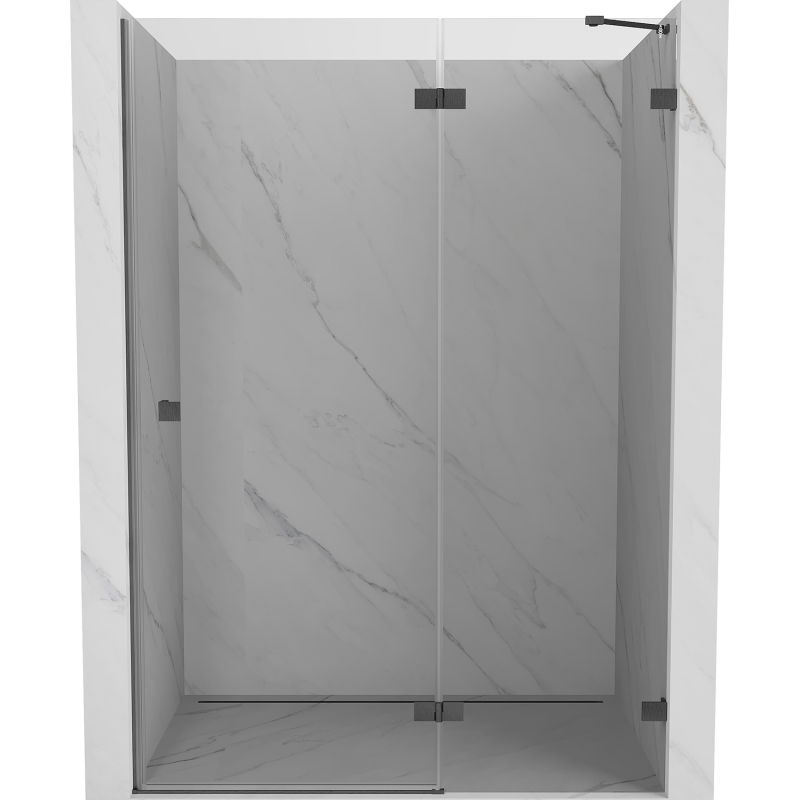 Mexen Lunar душ врати с десен монтаж 135 см, прозрачни, четка gun gray - 834-135-000-66-00-P