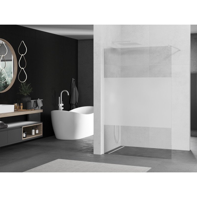 Mexen Kioto душ стена Walk-in 120 x 200 cm, прозрачно/мразовито 8 mm, бяло - 800-120-101-20-35