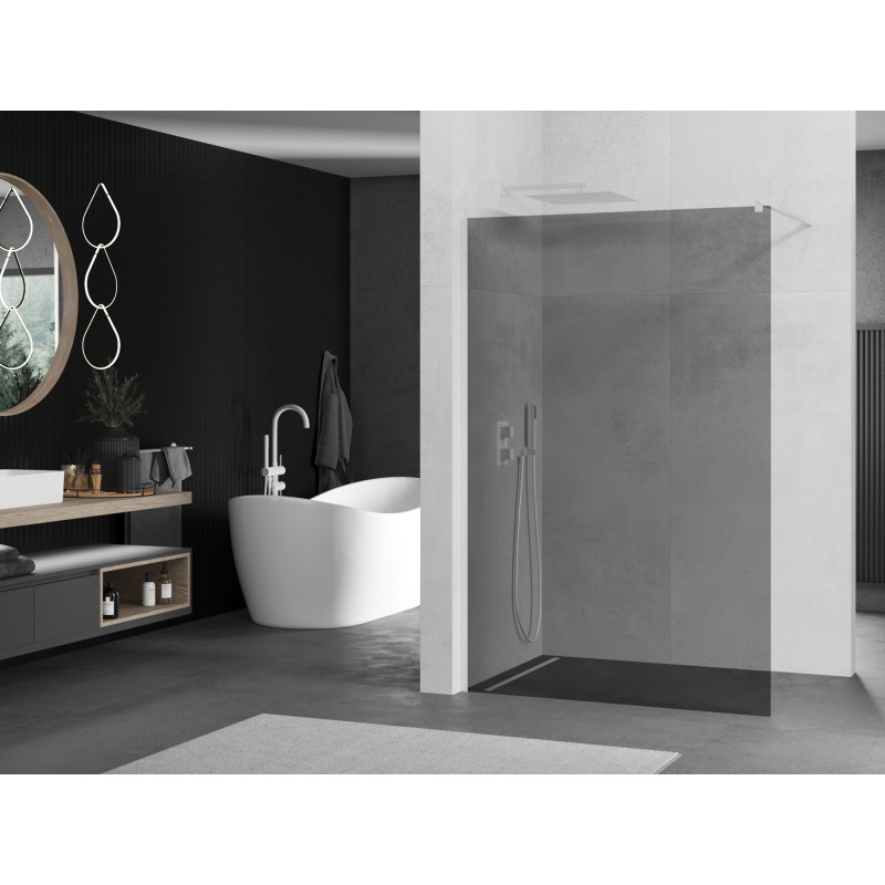 Mexen Kioto Душ-преграда Walk-in 70 x 200 см, графит 8 мм, бял - 800-070-101-20-40