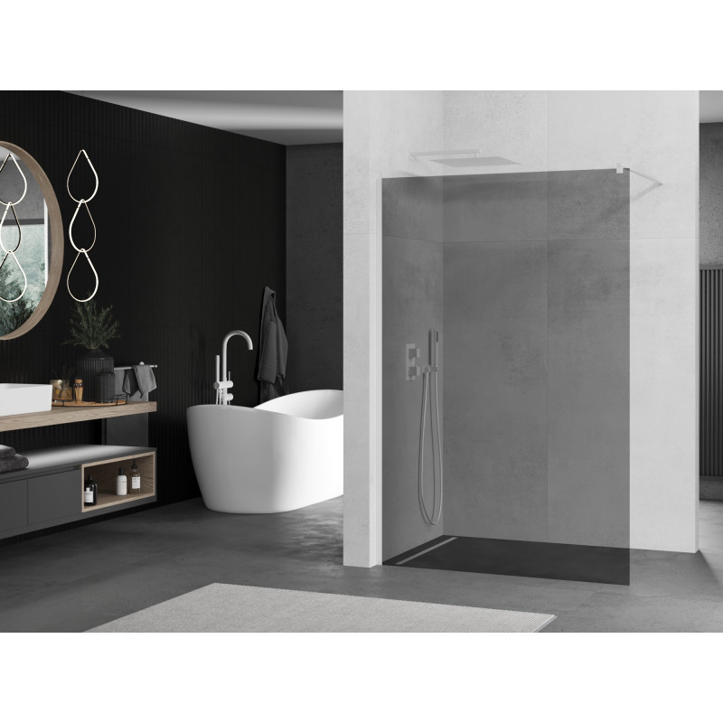 Mexen Kioto душ кабина Walk-in 80 x 200 см, графит 8 мм, бяла - 800-080-101-20-40