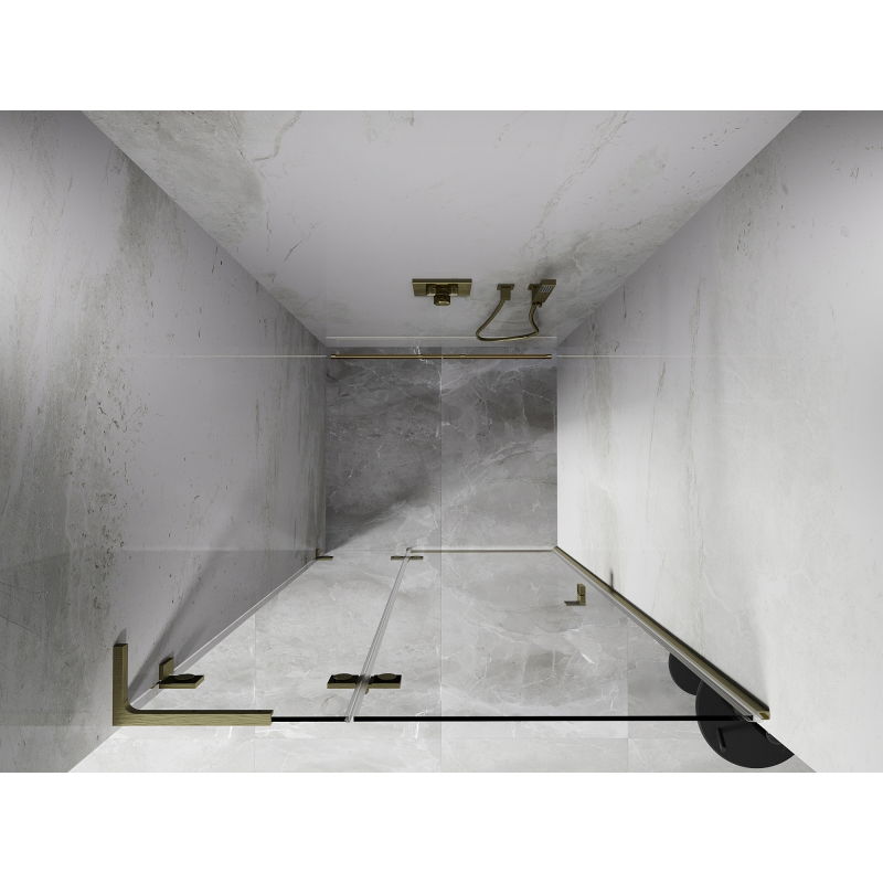 Mexen Lunar L лява отваряема душ врата 120 см, прозрачна, златна четкована - 834L-120-000-55-00-L