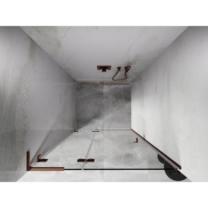 Mexen Lunar L ляви душ врати 75 см, прозрачно, розово злато - 834L-075-000-60-00-L