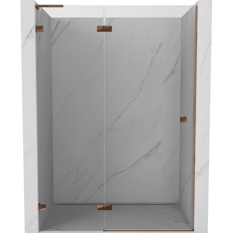 Mexen Lunar L ляви душ врати с панти 135 см, прозрачни, розово злато - 834L-135-000-60-00-L