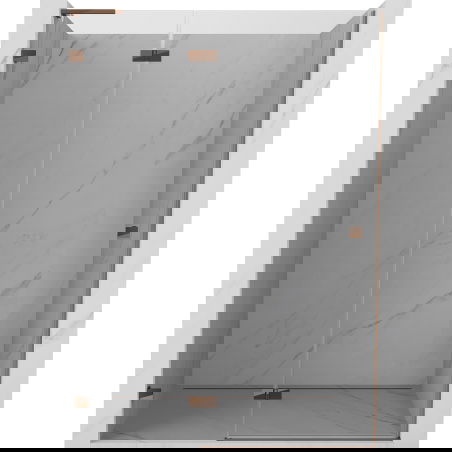 Mexen Lunar L ляви душ врати с панти 135 см, прозрачни, розово злато - 834L-135-000-60-00-L