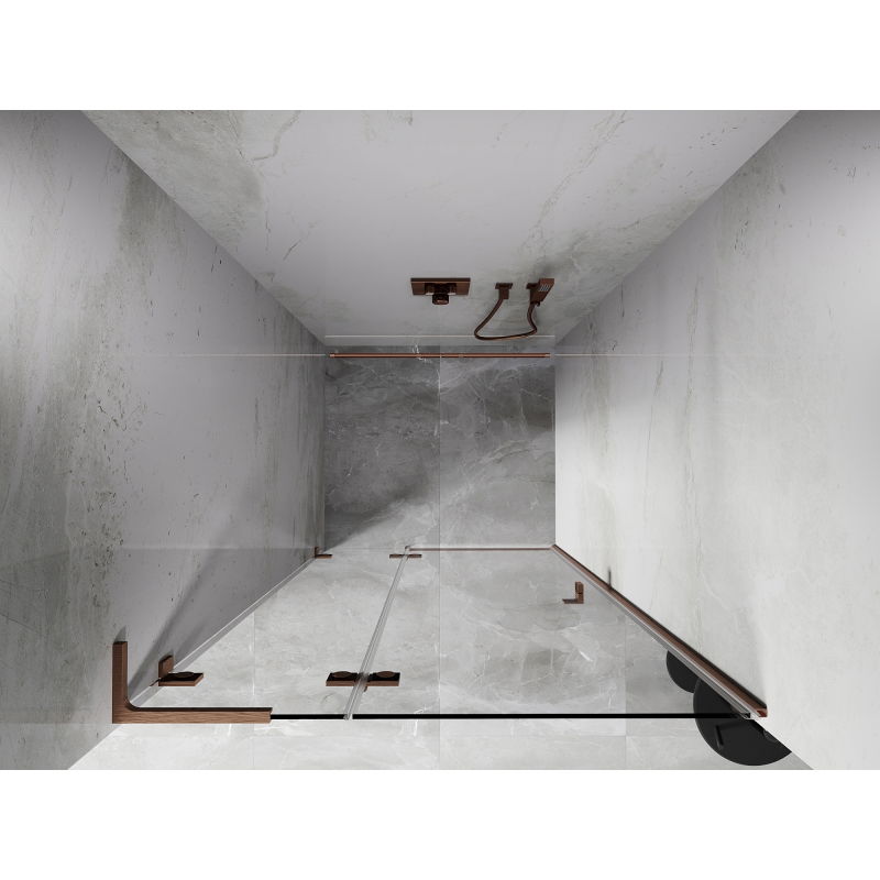 Mexen Lunar L лява окачена душ врата 110 см, прозрачна, четкана мед - 834L-110-000-65-00-L