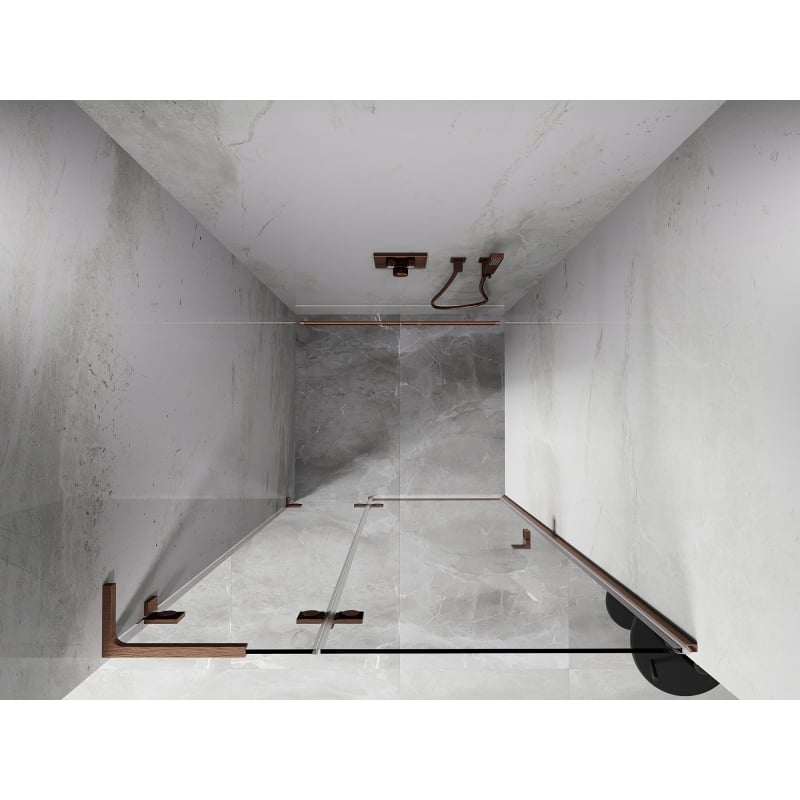 Mexen Lunar L врата за душ лява страна 125 cm, прозрачен, матиран мед - 834L-125-000-65-00-L