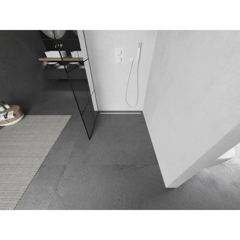 Mexen Kioto душ стена Walk-in 80 x 200 см, черна решетка 8 мм, бяла - 800-080-101-20-77