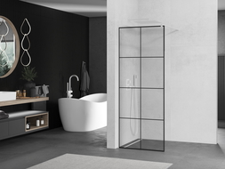 Mexen Kioto стена за душ Walk-in 90 x 200 см, черен модел 8 мм, бял - 800-090-101-20-77