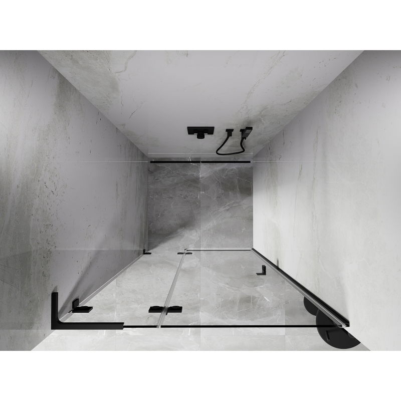 Mexen Lunar L лява отваряема врата за душ 85 cm, прозрачна, черна - 834L-085-000-70-00-L