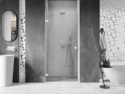 Mexen Lunar-B ляви врати за душ кабина 60 см, прозрачни, бели - 832-060-000-20-00-L