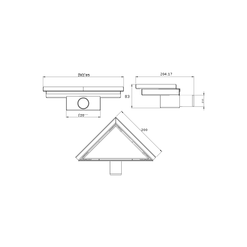 Mexen Flat-T M13 триъгълен подов сифон 20 x 20 см, златен - 1510320