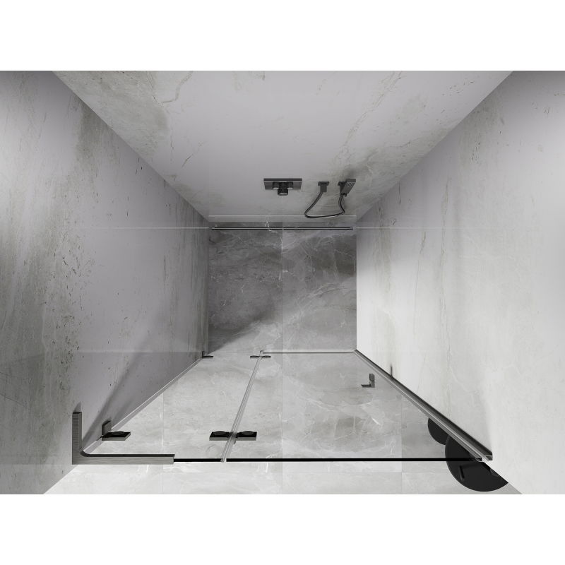 Mexen Lunar L лява душ кабина с отваряща се врата 115 см, прозрачно стъкло, четкан никел - 834L-115-000-97-00-L