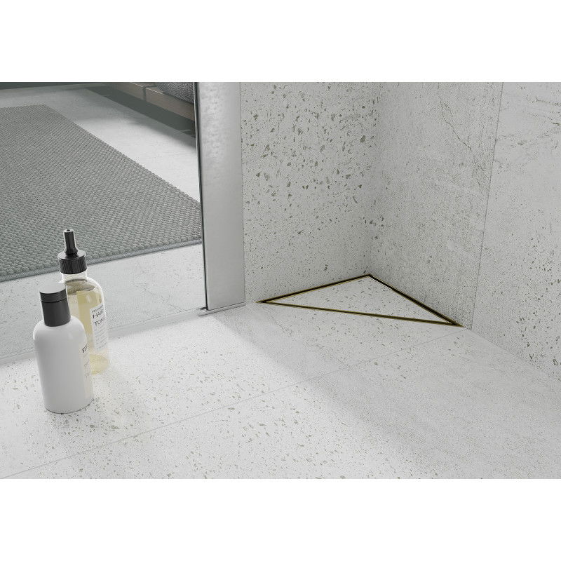 Mexen Flat-T M13 триъгълен подов сифон 20 x 20 см, златен - 1510320