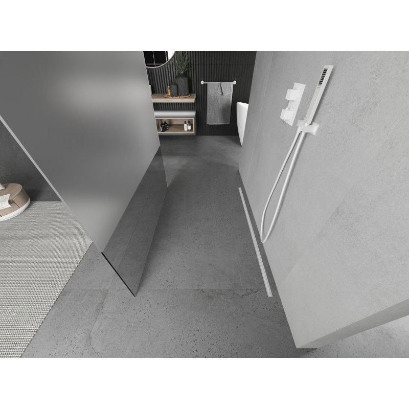 Mexen Kioto самостоятелна душ стена 110 x 200 cm, прозрачен/мат 8 mm, бял - 800-110-002-20-35