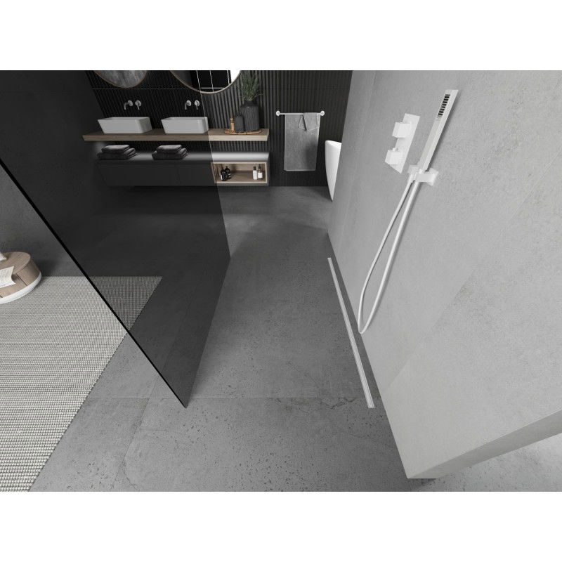 Mexen Kioto самостоятелна душ преграда 100 x 200 cm, графит 8 mm, бяла - 800-100-002-20-40