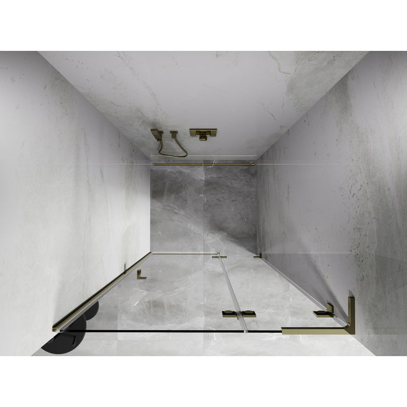 Mexen Lunar L душ врати с панти, десни 90 см, прозрачни, златни - 834L-090-000-50-00-P