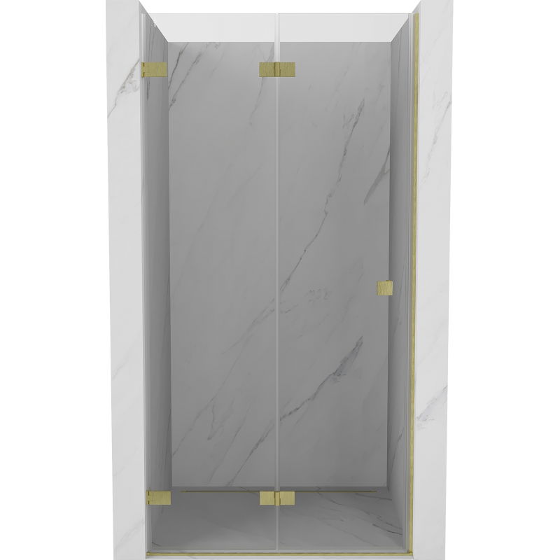 Mexen Lunar-F лява сгъваема душ врата 65 см, прозрачна, позлатена, матирана - 836-065-000-55-00-L